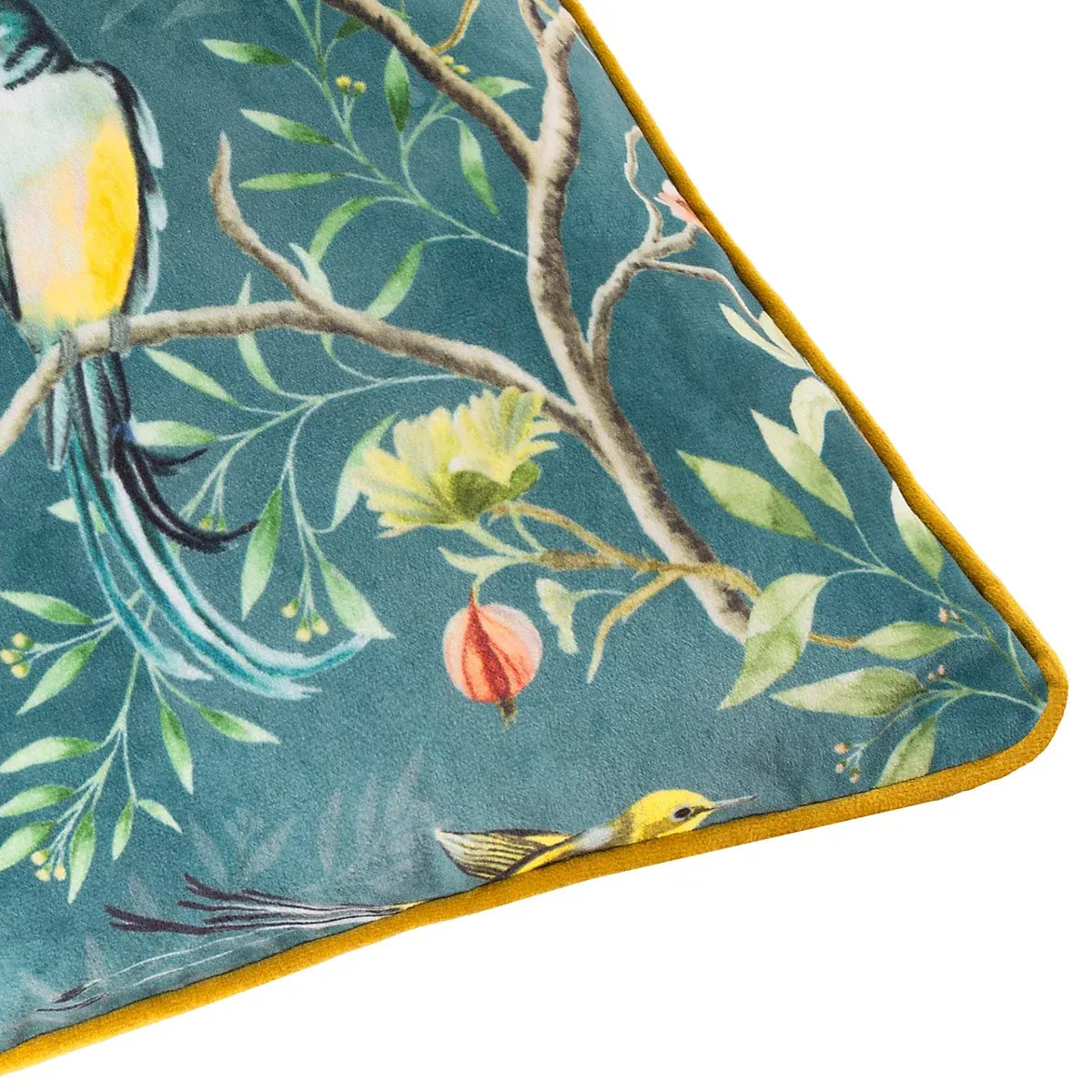 Paoletti Slate Blue Chinoiserie Indoor Cushion Velvet Decor-Furniture Kingdom